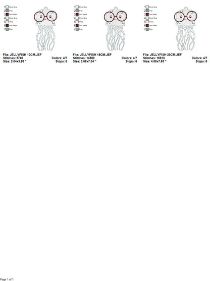 Jellyfish embroidery design - Sea animals embroidery designs machine embroidery pattern - Ocean animals embroidery file - instant download Marcia Embroidery