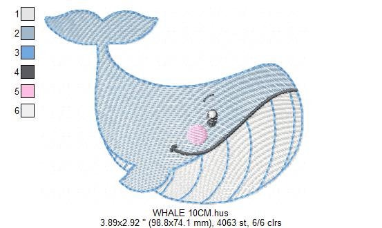Whale embroidery designs - Fish embroidery design machine embroidery pattern - Ocean embroidery file - sea animal embroidery whale design Marcia Embroidery
