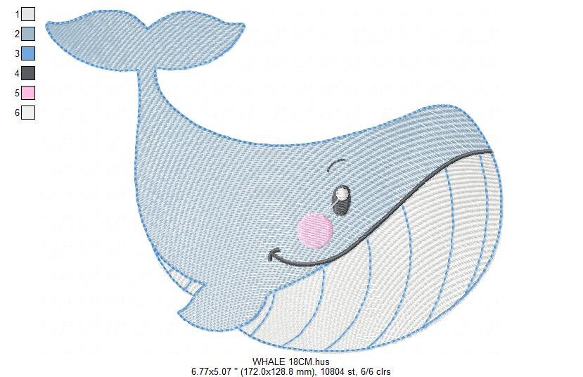 Whale embroidery designs - Fish embroidery design machine embroidery pattern - Ocean embroidery file - sea animal embroidery whale design Marcia Embroidery