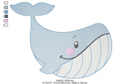 Whale embroidery designs - Fish embroidery design machine embroidery pattern - Ocean embroidery file - sea animal embroidery whale design Marcia Embroidery