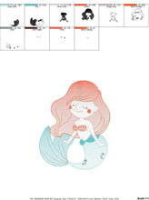 Cargar imagen en el visor de la galería, Mermaid embroidery designs - Princess embroidery design machine embroidery pattern - Mermaid rippled design Baby girl embroidery download
