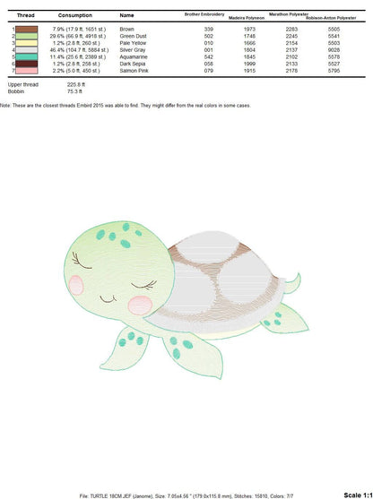 Turtle embroidery designs - Ocean animals embroidery design machine embroidery pattern - Sleeping Turtle embroidery - delicate sea animal