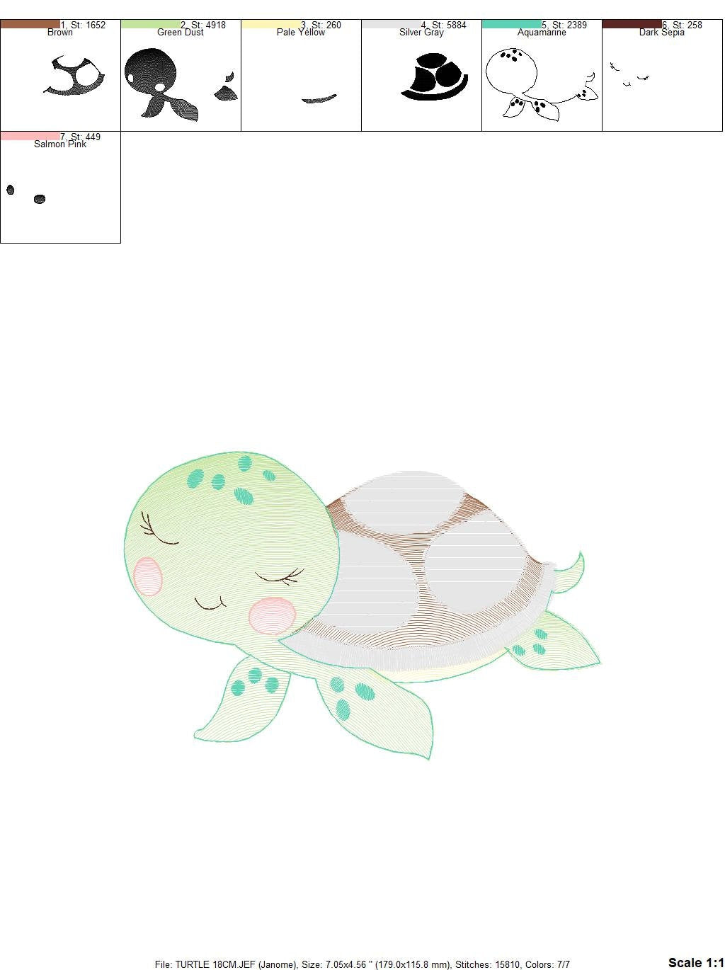 Turtle embroidery designs - Ocean animals embroidery design machine embroidery pattern - Sleeping Turtle embroidery - delicate sea animal