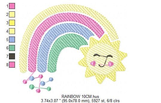 Rainbow embroidery design - Sun embroidery designs machine embroidery pattern - sky embroidery file - kid embroidery rainbow pes download - Marcia Embroidery