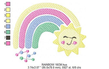 Rainbow embroidery design - Sun embroidery designs machine embroidery pattern - sky embroidery file - kid embroidery rainbow pes download - Marcia Embroidery