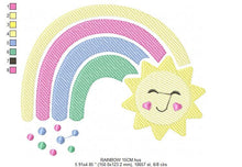 Charger l&#39;image dans la galerie, Rainbow embroidery design - Sun embroidery designs machine embroidery pattern - sky embroidery file - kid embroidery rainbow pes download
