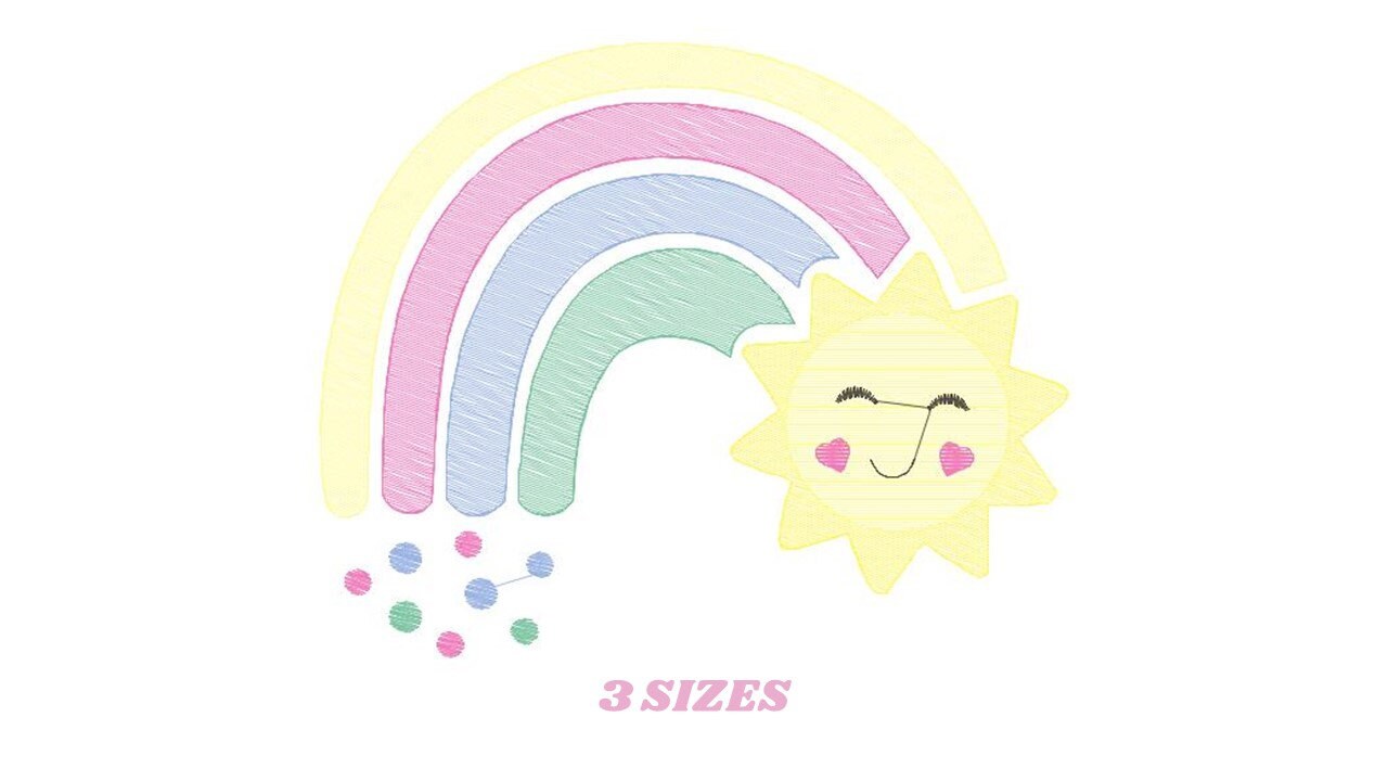 Rainbow embroidery design - Sun embroidery designs machine embroidery pattern - sky embroidery file - kid embroidery rainbow pes download - Marcia Embroidery
