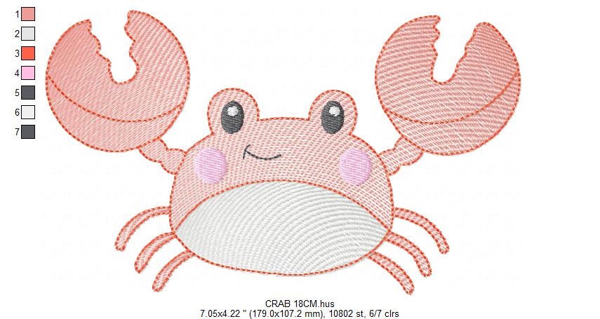 Crab embroidery design - Beach embroidery designs machine embroidery pattern - animal embroidery file - kid sea beach instant download