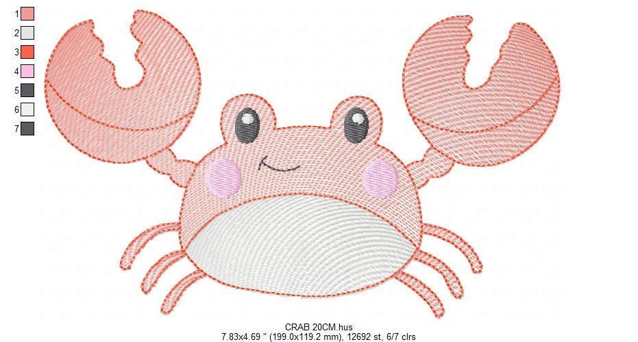 Crab embroidery design - Beach embroidery designs machine embroidery pattern - animal embroidery file - kid sea beach instant download