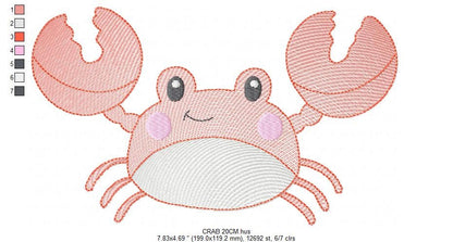 Crab embroidery design - Beach embroidery designs machine embroidery pattern - animal embroidery file - kid sea beach instant download