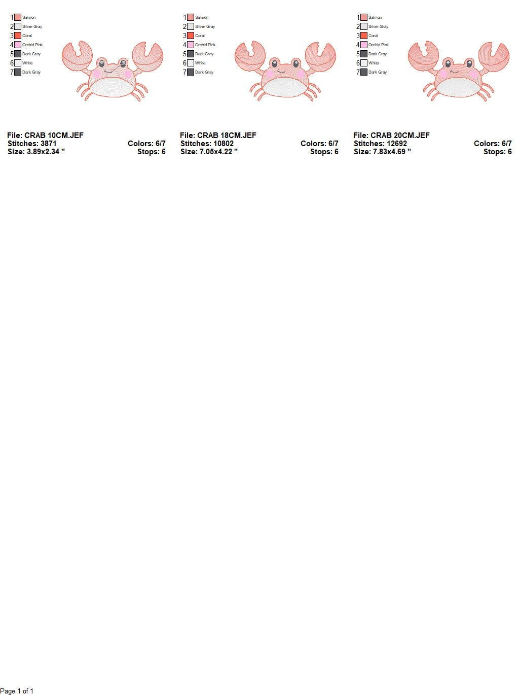 Crab embroidery design - Beach embroidery designs machine embroidery pattern - animal embroidery file - kid sea beach instant download