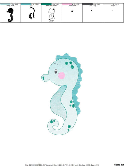 Seahorse embroidery design - Sea Animal embroidery designs machine embroidery pattern - Ocean animal embroidery file - instant download pes