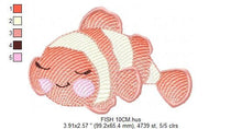 Charger l&#39;image dans la galerie, Clown Fish embroidery designs - Ocean animals embroidery design machine embroidery pattern - Sleeping Fish embroidery - delicate sea animal
