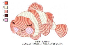 Clown Fish embroidery designs - Ocean animals embroidery design machine embroidery pattern - Sleeping Fish embroidery - delicate sea animal