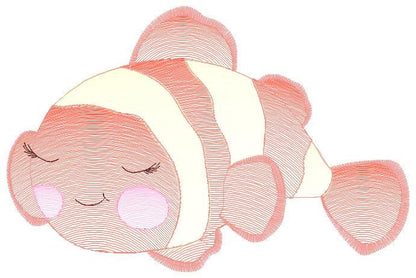 Clown Fish embroidery designs - Ocean animals embroidery design machine embroidery pattern - Sleeping Fish embroidery - delicate sea animal Marcia Embroidery