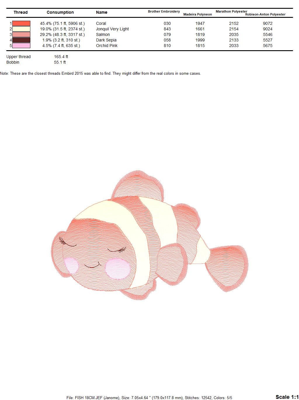 Clown Fish embroidery designs - Ocean animals embroidery design machine embroidery pattern - Sleeping Fish embroidery - delicate sea animal Marcia Embroidery