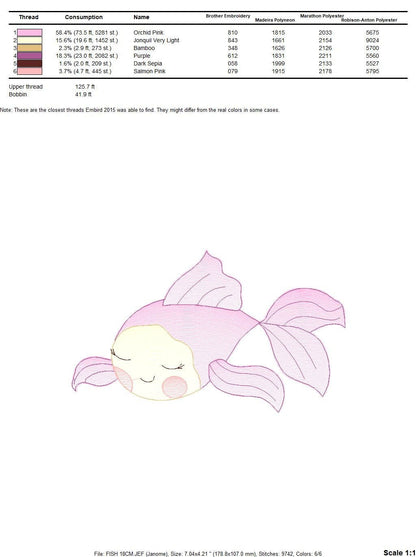 Fish embroidery designs - Ocean animals embroidery design machine embroidery pattern - Sleeping fish embroidery file - delicate sea animals Marcia Embroidery