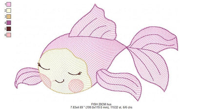 Fish embroidery designs - Ocean animals embroidery design machine embroidery pattern - Sleeping fish embroidery file - delicate sea animals Marcia Embroidery