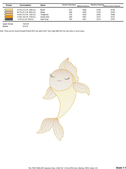 Fish embroidery designs - Sea Ocean animals embroidery design machine embroidery pattern - Carp embroidery file - instant download pes jef Marcia Embroidery