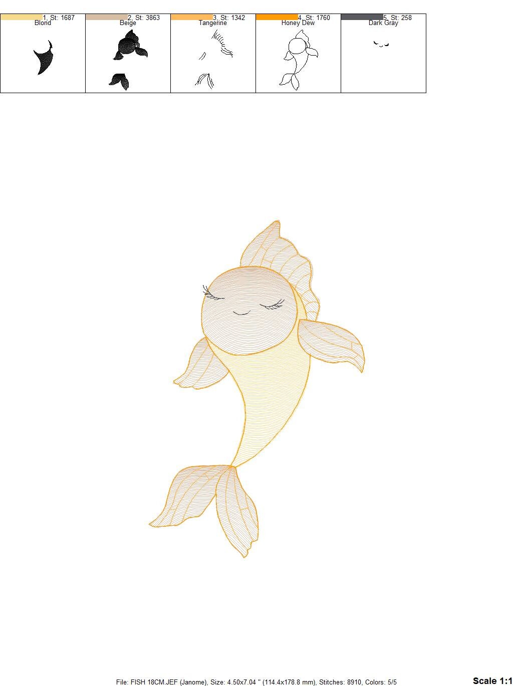 Fish embroidery designs - Sea Ocean animals embroidery design machine embroidery pattern - Carp embroidery file - instant download pes jef Marcia Embroidery