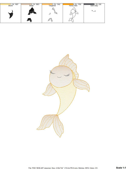 Fish embroidery designs - Sea Ocean animals embroidery design machine embroidery pattern - Carp embroidery file - instant download pes jef Marcia Embroidery
