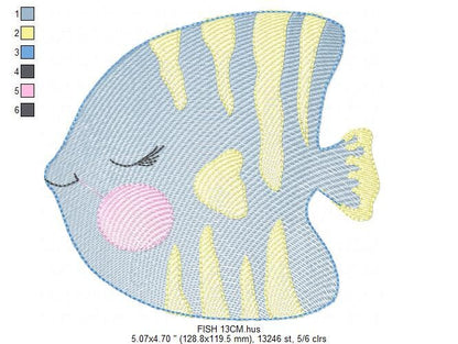 Fish embroidery designs - Ocean animals embroidery design machine embroidery pattern - Sleeping fish embroidery file - delicate sea animals