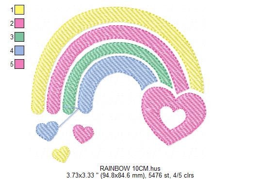 Rainbow embroidery design - Heart embroidery designs machine embroidery pattern - Baby girls embroidery file - rainbow with hearts pes jef Marcia Embroidery
