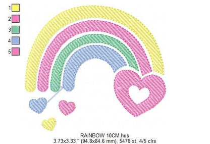 Rainbow embroidery design - Heart embroidery designs machine embroidery pattern - Baby girls embroidery file - rainbow with hearts pes jef Marcia Embroidery