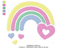 Laden Sie das Bild in den Galerie-Viewer, Rainbow embroidery design - Heart embroidery designs machine embroidery pattern - Baby girls embroidery file - rainbow with hearts pes jef
