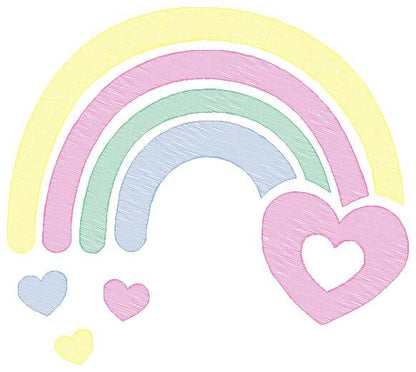 Rainbow embroidery design - Heart embroidery designs machine embroidery pattern - Baby girls embroidery file - rainbow with hearts pes jef Marcia Embroidery
