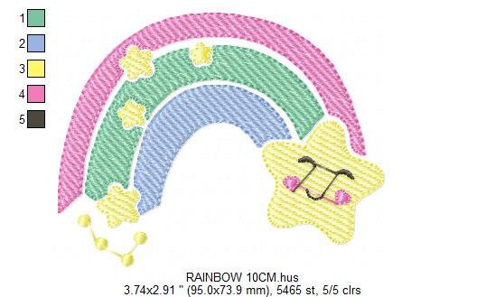 Rainbow with Stars embroidery design - Rainbow embroidery designs machine embroidery pattern - Baby girl embroidery file - instant download - Marcia Embroidery