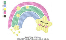 Load image into Gallery viewer, Rainbow with Stars embroidery design - Rainbow embroidery designs machine embroidery pattern - Baby girl embroidery file - instant download
