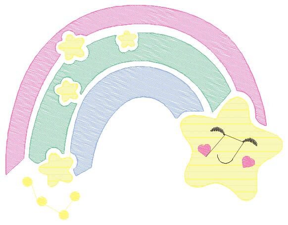 Rainbow with Stars embroidery design - Rainbow embroidery designs machine embroidery pattern - Baby girl embroidery file - instant download - Marcia Embroidery