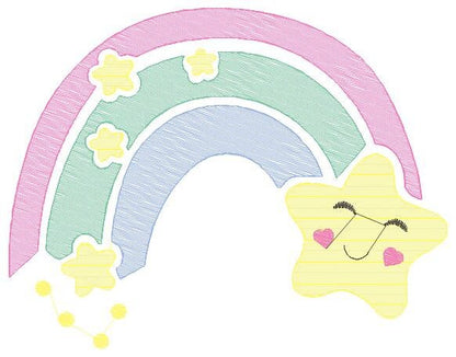 Rainbow with Stars embroidery design - Rainbow embroidery designs machine embroidery pattern - Baby girl embroidery file - instant download - Marcia Embroidery