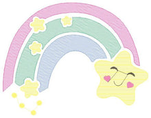 Load image into Gallery viewer, Rainbow with Stars embroidery design - Rainbow embroidery designs machine embroidery pattern - Baby girl embroidery file - instant download
