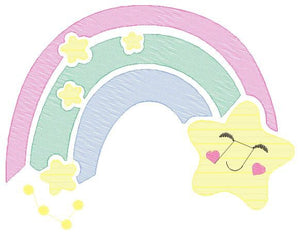 Rainbow with Stars embroidery design - Rainbow embroidery designs machine embroidery pattern - Baby girl embroidery file - instant download