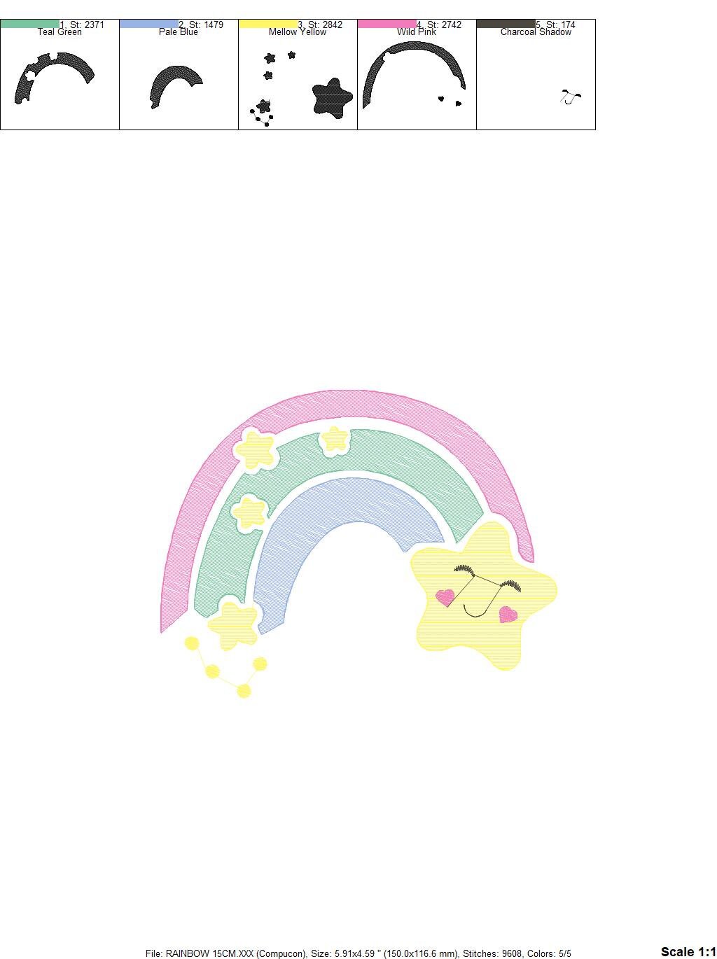 Rainbow with Stars embroidery design - Rainbow embroidery designs machine embroidery pattern - Baby girl embroidery file - instant download - Marcia Embroidery
