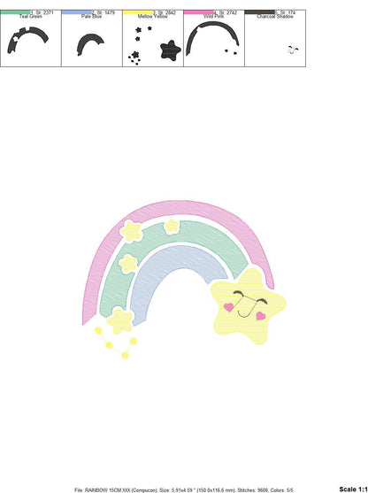 Rainbow with Stars embroidery design - Rainbow embroidery designs machine embroidery pattern - Baby girl embroidery file - instant download - Marcia Embroidery