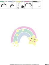 Charger l&#39;image dans la galerie, Rainbow with Stars embroidery design - Rainbow embroidery designs machine embroidery pattern - Baby girl embroidery file - instant download
