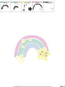 Rainbow with Stars embroidery design - Rainbow embroidery designs machine embroidery pattern - Baby girl embroidery file - instant download