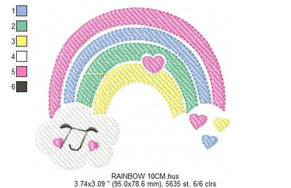 Rainbow embroidery design - Cloud embroidery designs machine embroidery pattern - Baby girls embroidery file - rainbow rippled star heart Marcia Embroidery