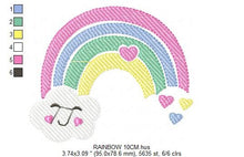 Load image into Gallery viewer, Rainbow embroidery design - Cloud embroidery designs machine embroidery pattern - Baby girls embroidery file - rainbow rippled star heart
