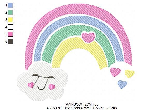 Rainbow embroidery design - Cloud embroidery designs machine embroidery pattern - Baby girls embroidery file - rainbow rippled star heart Marcia Embroidery