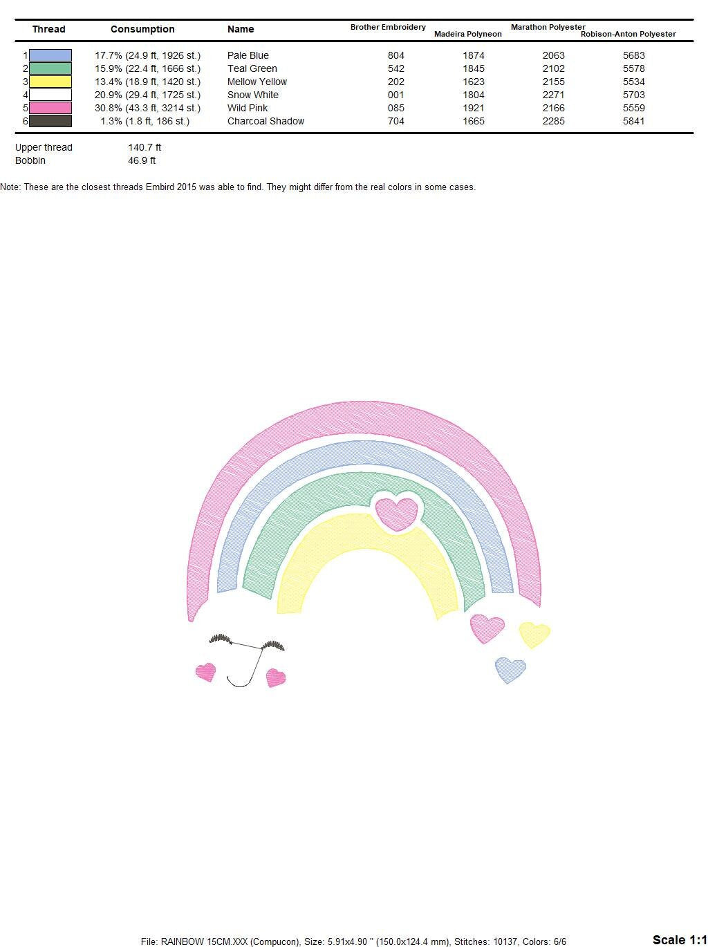 Rainbow embroidery design - Cloud embroidery designs machine embroidery pattern - Baby girls embroidery file - rainbow rippled star heart Marcia Embroidery