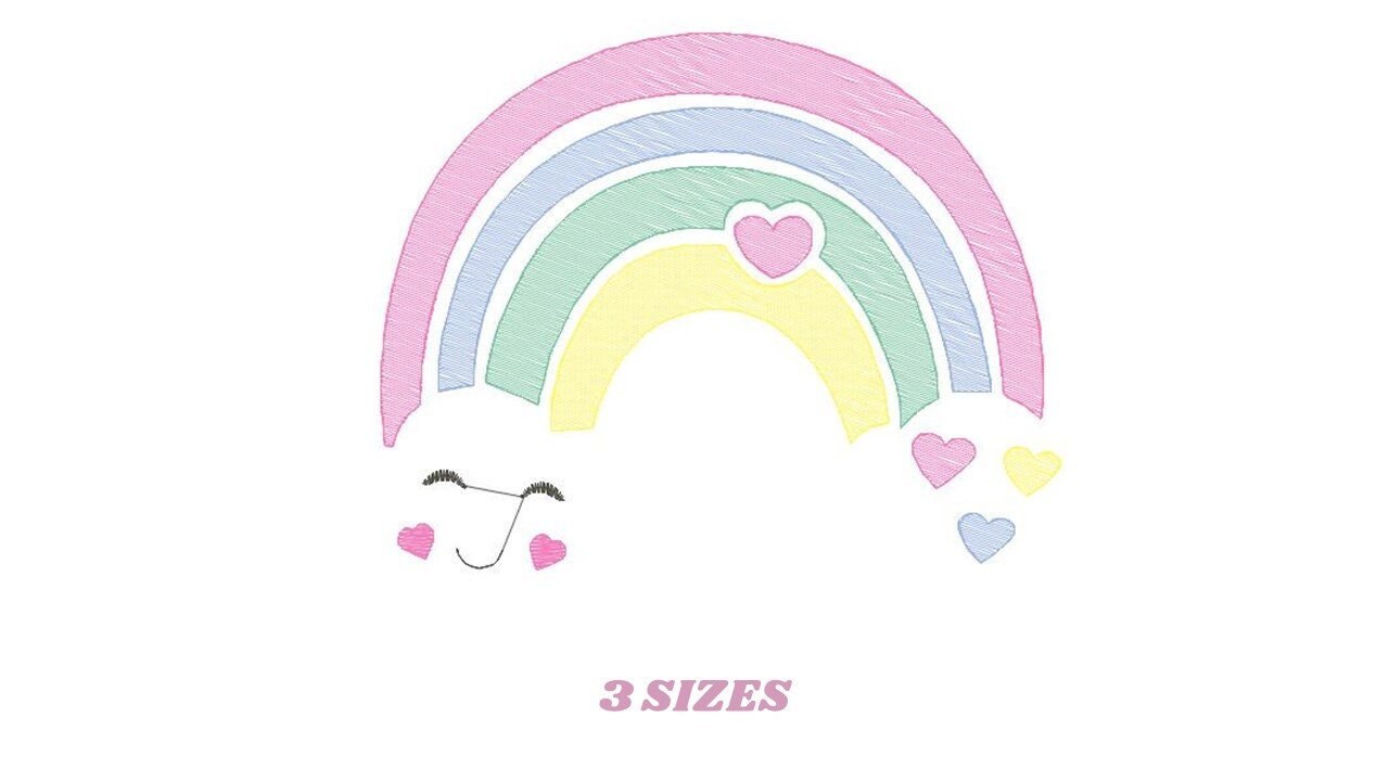 Rainbow embroidery design - Cloud embroidery designs machine embroidery pattern - Baby girls embroidery file - rainbow rippled star heart Marcia Embroidery