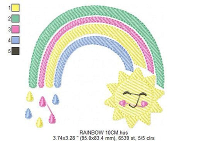 Rainbow embroidery design - Sun embroidery designs machine embroidery pattern - sky embroidery file - kid embroidery rainbow pes download Marcia Embroidery