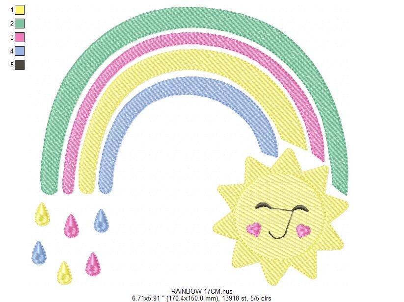 Rainbow embroidery design - Sun embroidery designs machine embroidery pattern - sky embroidery file - kid embroidery rainbow pes download Marcia Embroidery