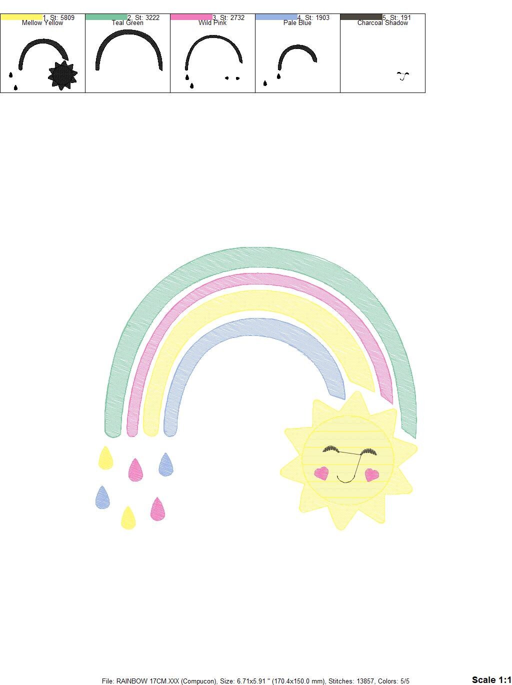 Rainbow embroidery design - Sun embroidery designs machine embroidery pattern - sky embroidery file - kid embroidery rainbow pes download Marcia Embroidery