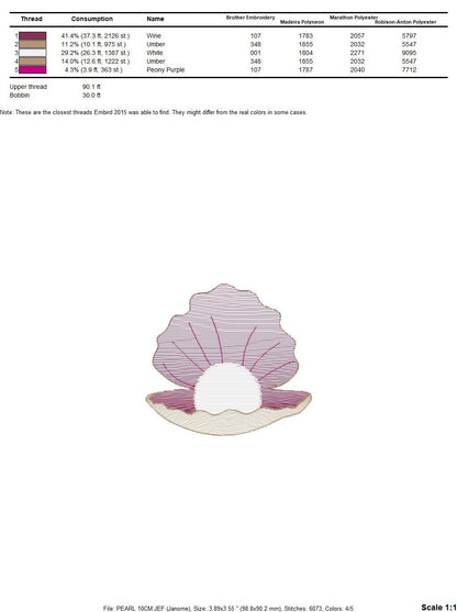 Ocean Pearl embroidery designs - Deep sea shells machine embroidery pattern - Children file - Instant digital download pes jef dst hus vp3 Marcia Embroidery