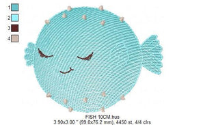Puffer Fish embroidery designs - Ocean animals embroidery design machine embroidery pattern - Sleeping fish embroidery file - sea animals